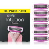 Wilkinson Sword Intuition Quattro-scheermesjes voor vrouwen, XL-verpakking, 6 navulmesjes