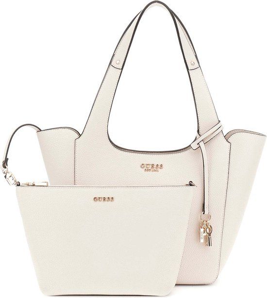 GUESS Helina Tote Bag - Bone Crème - Schoudertas voor Vrouwen