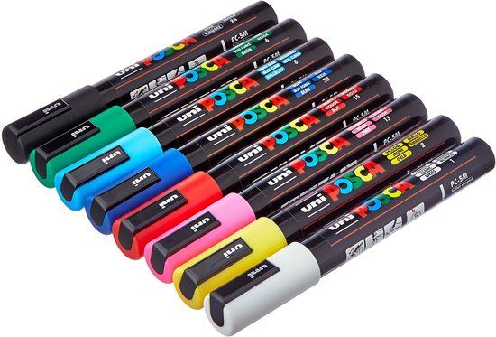 Uni Posca Set PC 5M Basic - 8 viltstiften