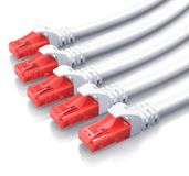 CSL câble réseau set de 5 pièces, CAT 6 câble réseau UTP, Gigabit Ethernet, 1000 Mbit/s, câble de raccordement avec 2 connecteurs RJ45, noyau en cuivre, gaine de protection, 5 pièces, 0,5 mètre, blanc