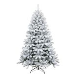 SHATCHI 1,2 m Yukon Pine Kunstmatige Groene Kerstboom Sneeuw Gevlokt 230 Tips Takken Besneeuwde Bossige Xmas Woondecoraties, Metalen Stand, Polyvinylchloride, 120cm