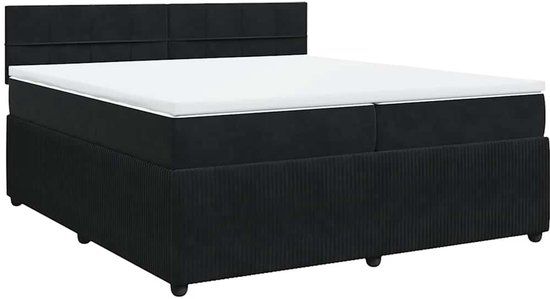 vidaXL Boxspring met matras fluweel zwart 200x200 cm