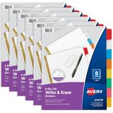 Avery Big Tab Schrijf- en wisverdelers voor 3 ringmappen, 8-Tab Set, Multicolor Divider Tabs, Geweldig voor het organiseren van projecten, rapporten, financiën en meer (6 stuks van 23079)