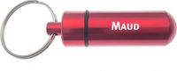 Merkloos / Sans marque KadoExpress Sleutelhanger - Pillenkoker - Met Naam - Maud - Medicatie - Identiteitskoker - Rood