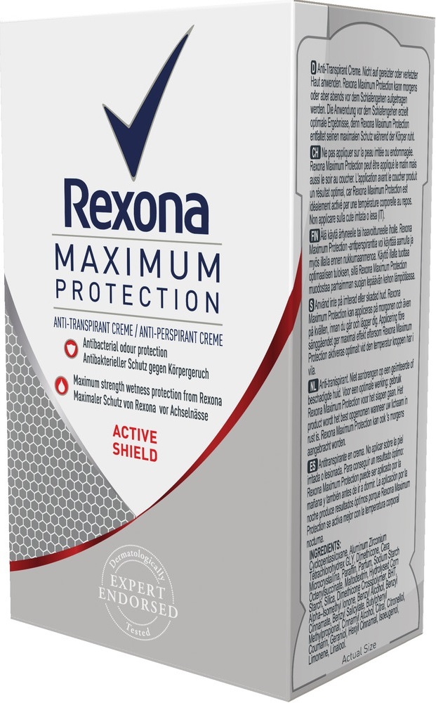 Rexona Deocreme Maximum Protection Active Shield Anti-Transpirant, 1-pack (1 x 45 ml)