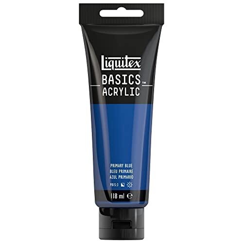 Liquitex 8870041 Basics enkelvoudig pigmenteerde acrylverf, kunstenaarspigmenten, lichtecht, medium viscositeit, goede kwaliteit, satijn finish - 118ml tube, Primary Blue