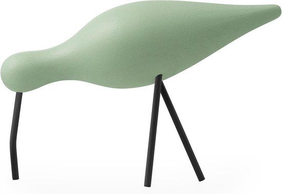 Normann Copenhagen Shorebird Vogel Collectors Item Large Dusty Green - Hout - Lichtgroen