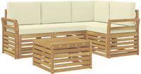 vidaXL - Buiten - bank - set - 5 - st - Wit - en - crèmekleurig - Polyester