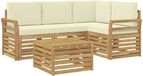 vidaXL - Buiten - bank - set - 5 - st - Wit - en - crèmekleurig - Polyester