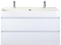 BES LED Maxx XL Badmeubelset 120 cm - Wit Hoogglans - Wastafel Kube Enkel 2 Kraangaten