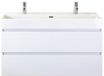 BES LED Maxx XL Badmeubelset 120 cm - Wit Hoogglans - Wastafel Kube Enkel 2 Kraangaten