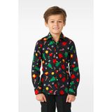 OppoSuits Christmas Icons overhemd met all over print zwart/multicolor