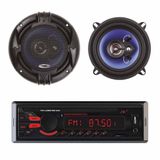 PNI Clementine 8440 Radio, MP3 autospeler 4 x 45 W, USB, SD AUX 12 V, met set van 2 coaxiale autoluidsprekers PNI HiFi500, 100 W, 12,7 cm
