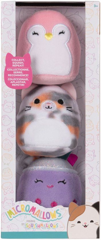 Top1Toys MICROMALLOWS - 3 Pack Plush Squishmallows (Piper, Niamh, Tahoe) 6cm