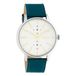 OOZOO Timepieces - Zilverkleurige horloge met viridiaan groene leren band - C10587