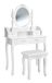 TecTake Table de maquillage avec miroir et tabouret blanc