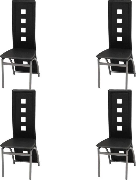vidaXL Eetkamerstoelen 4 stuks Kunstleer Zwart