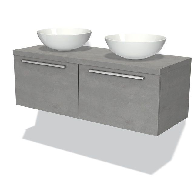 Maxaro Badkamermeubel Modulo Plato 120cm Lichtgrijs beton 2 Lades