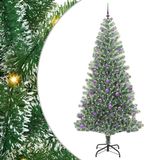 vidaXL Kunstkerstboom Sneeuw Gevlokt met LED Licht Groen en Wit 240 cm