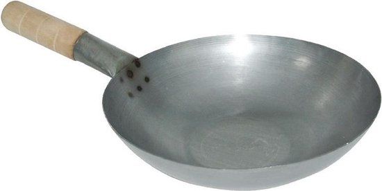 Vogue Zacht Stalen Wok - Platte Bodem - 35.5cm - K297