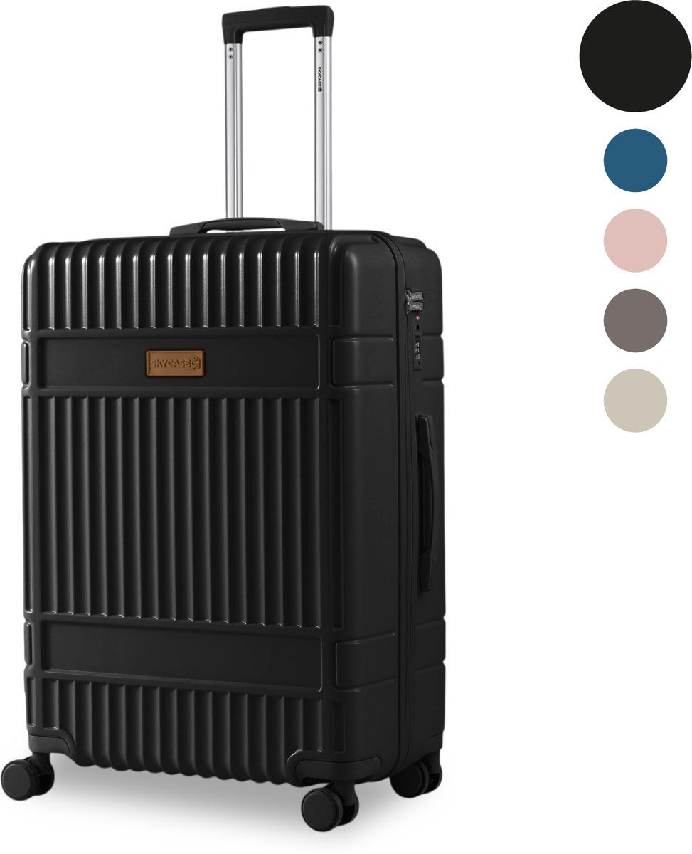 SKYCASES Classic Heritage - Grote Reiskoffer - TSA Slot - 76x52x30 cm - 100L - XL Rolkoffer - 360° geruisloze wielen - Lichtgewicht - Trolley - Zwart