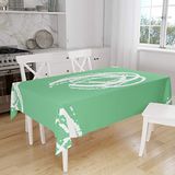 Bonamaison Tafelkleed, Anti-Mold, Sneldrogend, Waterdicht, 100% Polyester Tafellaken, Petroleum Groen, Wit, 140 x 160 Cm
