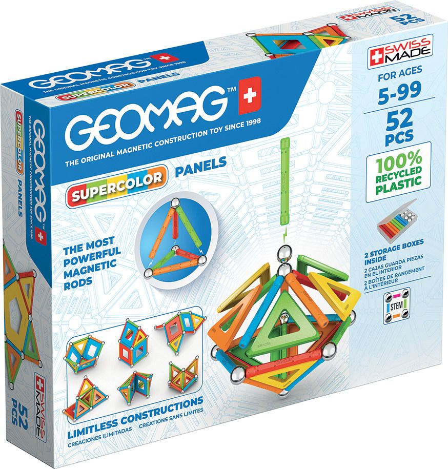 Geomag SuperColor Recycled 52 pcs - Neodymium Magnet Toy - Multicolour