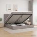 vidaXL Ottoman Bed with Mattress and Headboard, Taupe, 200 x 200 cm, Fabric