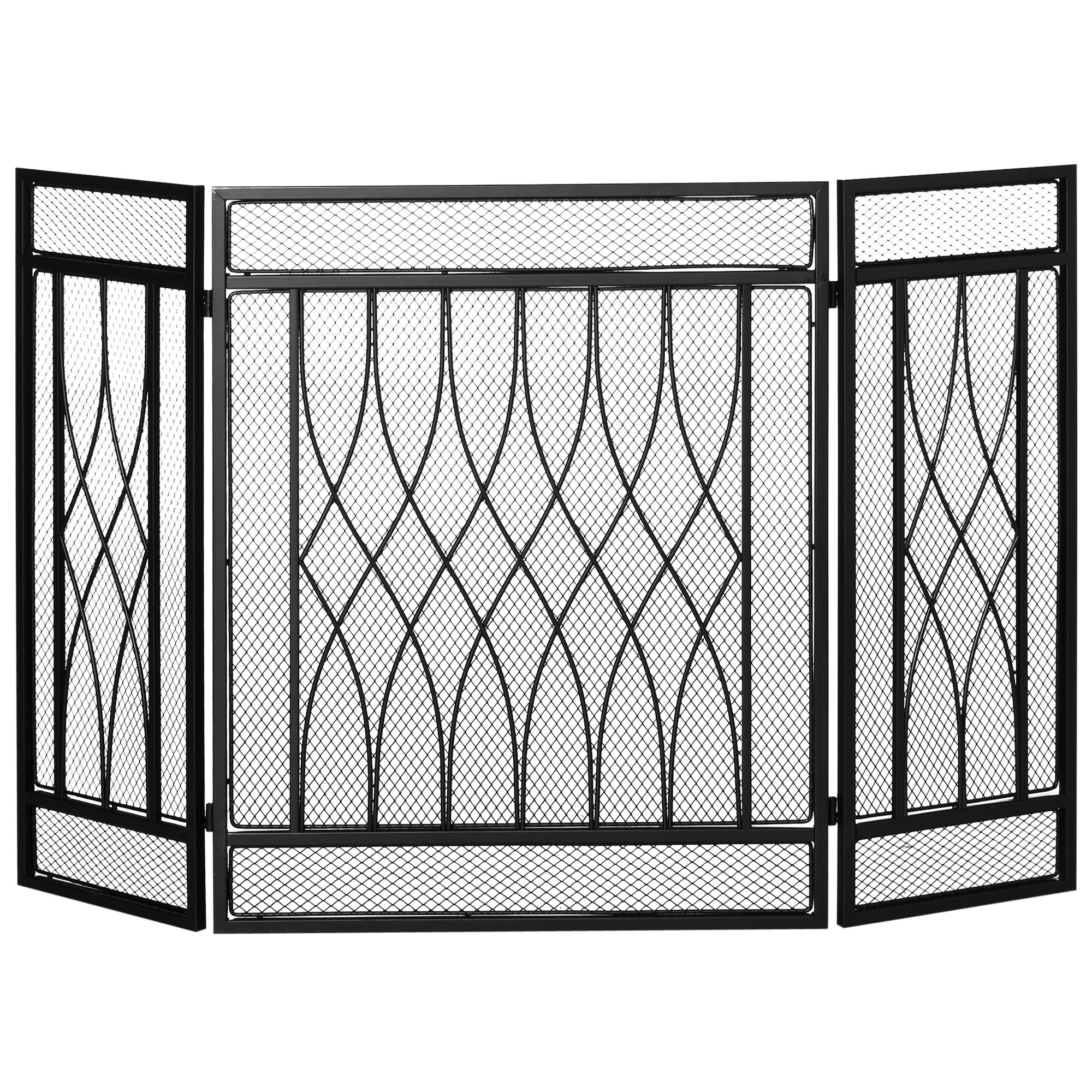 Homcom Salvachispas Opvouwbare Beschermende Scherm Open Haard 3 Panelen 126X3X80 Cm
