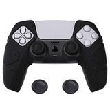 Playvital Mecha Edition zwarte ergonomische zachte controller siliconen hoes handgrepen voor Playstation 5