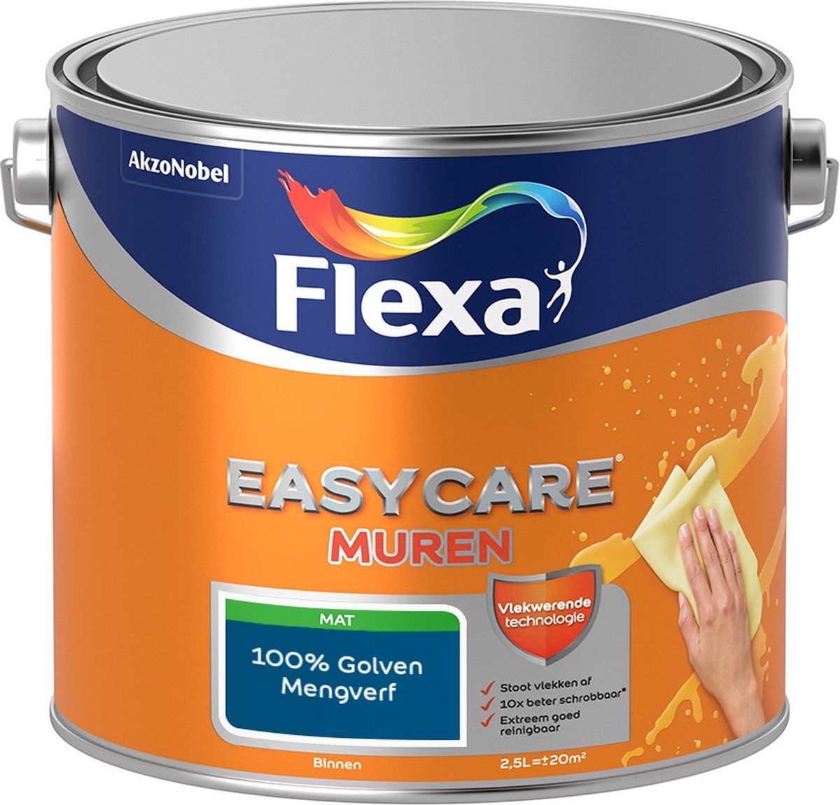 FLEXA Easycare Muurverf - Mat - Mengkleur - 100% Golven - 2,5 liter