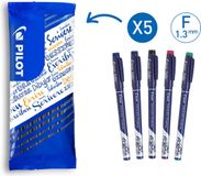 Pilot FriXion Uitwisbare Fineliner Set - 5 Stuks - Blauw, Zwart, Rood, Groen