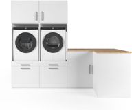 Wasophoogte® Wasmachine Kast Cairo - Wasmachine verhoger - Wasmachine ombouw - 700(D)*2630(B)*2110(H) mm - Wit