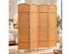 HOMCOM Paravent en bois 4 panneaux pliable 180x180cm brun clair