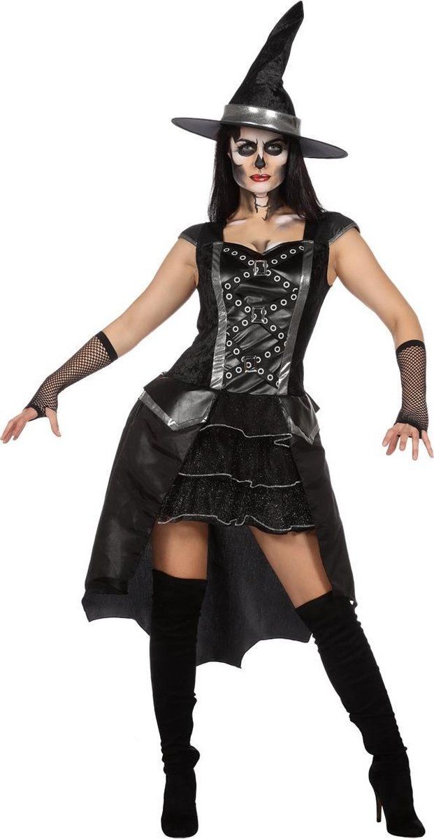 Wilbers Heksenjurk Ciska voor volwassenen - Zwart - Polyester - EAN: 8714438771488