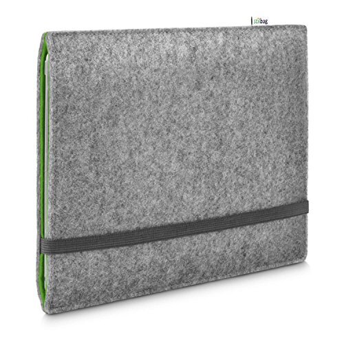 stilbag vilthoes voor Apple iPad Pro 12.9 (2018) | Merino wolvilt case | FINN collectie - Kleur: lichtgrijs/groen | Tablet beschermhoes Made in Germany