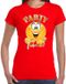 Bellatio Decorations Verkleed t-shirt voor dames - rood - party time emoji - themafeest L