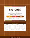 Tri-Grid Notebook: 3 Grid Sizes in One Book, Notes + Graph Dual-Page, 1cm 5mm 2.5mm, 128 Pages 8.5x11