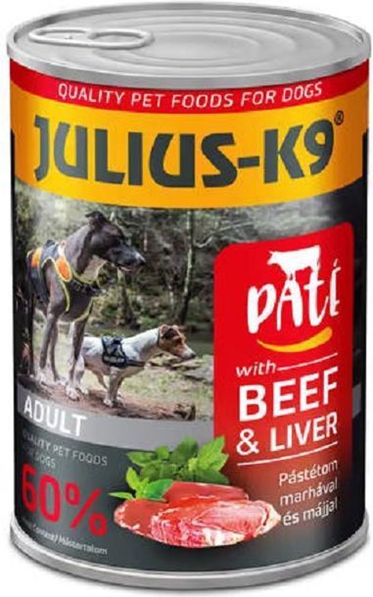 JULIUS K9 Julius-K9 - Hondenvoer - Blikvoer - Natvoer - Adult - Beef & liver - 10 x 400g