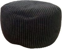 Pouffe sans marque - ⌀ 50 cm - velours côtelé - noir