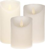 Anna's Collection Set van 3x stuks Sneeuw Witte Led kaarsen met bewegende vlam - Sfeer stompkaarsen voor binnen