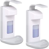 Merkloos Relaxdays Desinfectie Dispenser - Set van 2 - 500 ml - Met Bakje - Wand - Keuken - WC