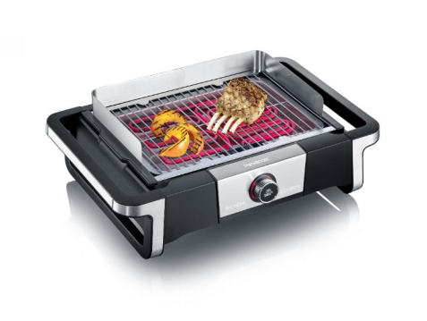 Severin PG 8114 DigitalBOOST elektrische barbecue / zwart, zilver / rechthoekig