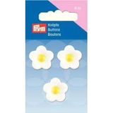 PRYM 316705 knop met oogjes, bloemen, geel/wit, 20 mm, kunststof