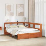 vidaXL Bed met hoofdeinde met opslag Massief vurenhout