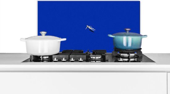 KitchenYeah Spatscherm keuken - Vrouw - Blauw - Vintage - 60x30 cm - Aluminium