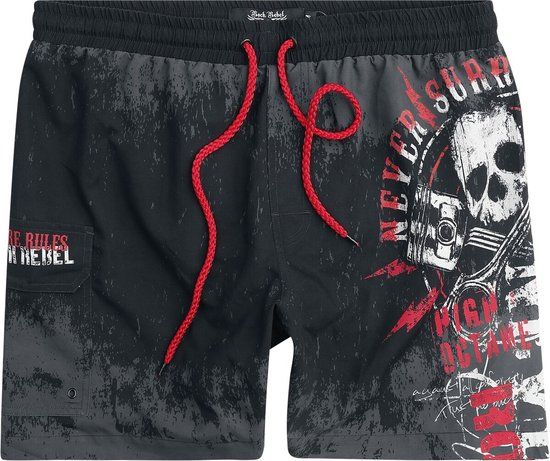 Rock Rebel by EMP Meerkleurige zwembroek met trekkoord en een lap zak - Heren - M