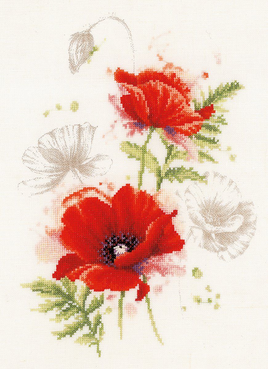 Lanarte Tellpatroon set papaver bloemen - 5413480609697