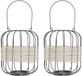 International Set de 2x pièces porte-théière en rotin métallique / lanternes blanc 23 cm