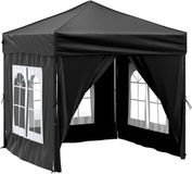 vidaXL Partytent, inklapbaar met zijwanden, zwart, 2x2 meter